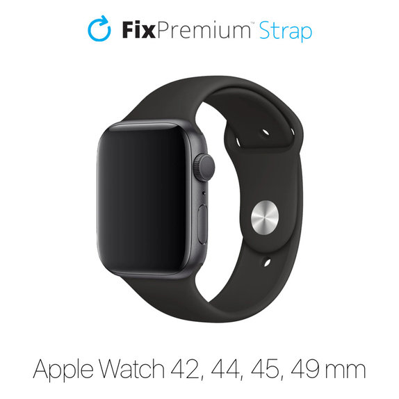 Силиконова каишка за Apple Watch (42, 44, 45 и 49mm), Черно, Black, FixPremium