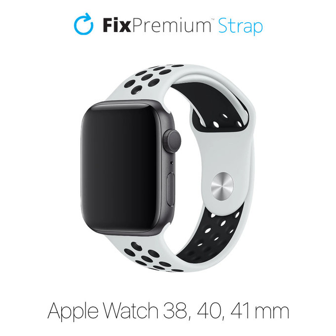 Силиконова спортна каишка за Apple Watch (38, 40 и 41mm), Бял, White, FixPremium