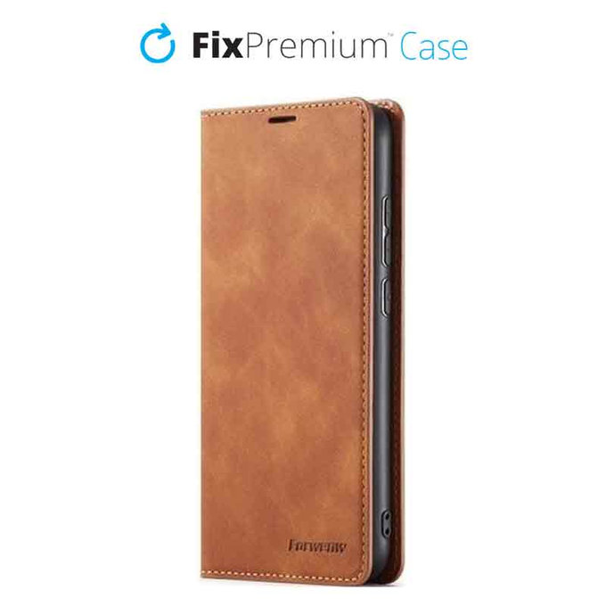 Калъф Business Wallet за iPhone 14 Plus, Кафяв, Brown, FixPremium