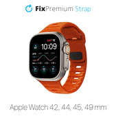 Спортна силиконова каишка за Apple Watch (42, 44, 45 и 49mm), Oранжев, Orange, FixPremium
