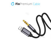 Lightning / Jack 3.5mm кабел, 1m, Черно, Black, FixPremium