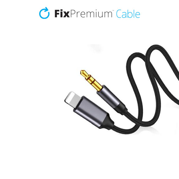 Lightning / Jack 3.5mm кабел, 1m, Черно, Black, FixPremium