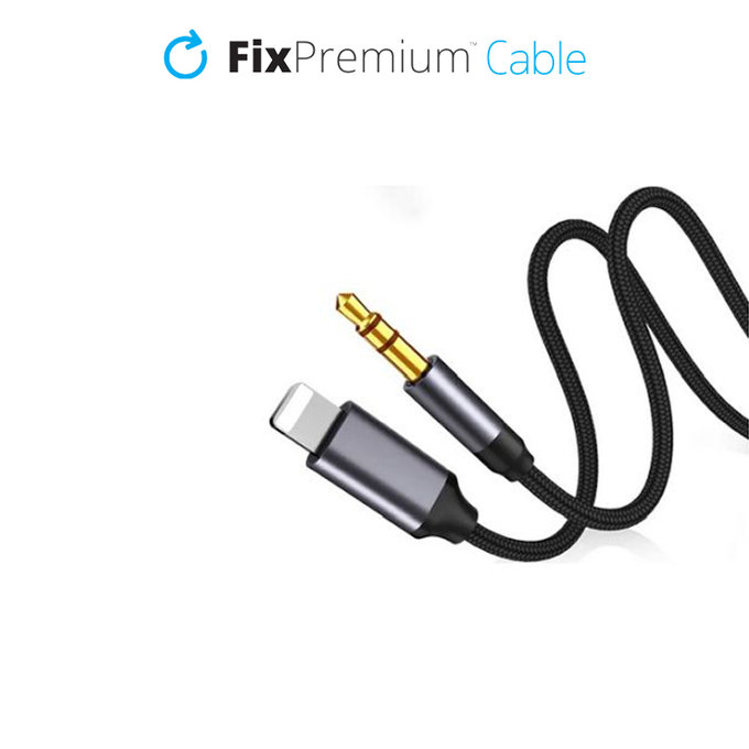 Lightning / Jack 3.5mm кабел, 1m, Черно, Black, FixPremium