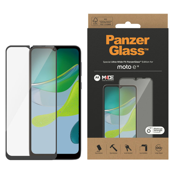 Закалено стъкло UWF за Motorola Moto E13, Черно, PanzerGlass