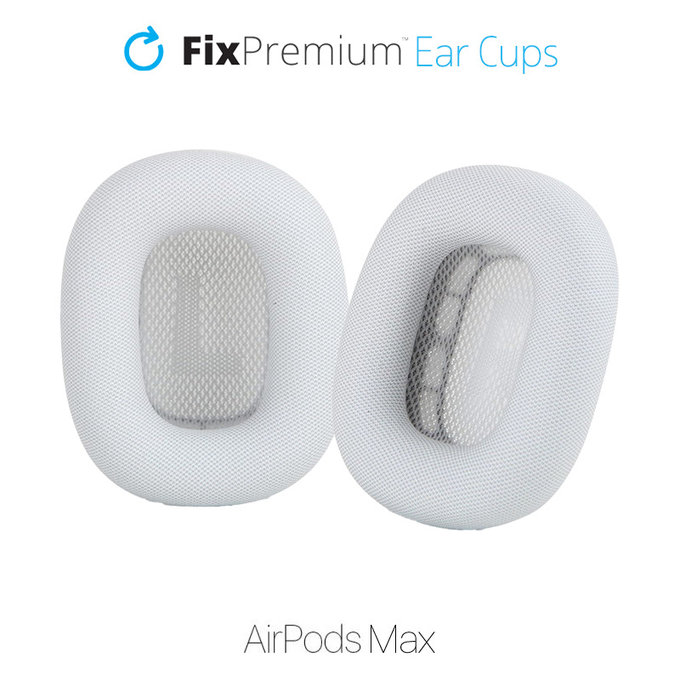 Резервни възглавнички за уши за Apple AirPods Max, плат, Бял, White, FixPremium