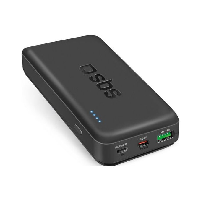 Външна батерия USB-C, USB PowerDelivery 20W, 20 000 mAh, Черно, Black, SBS