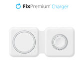 Зарядно MagSafe Duo за iPhone и Apple Watch, Бял, White, FixPremium