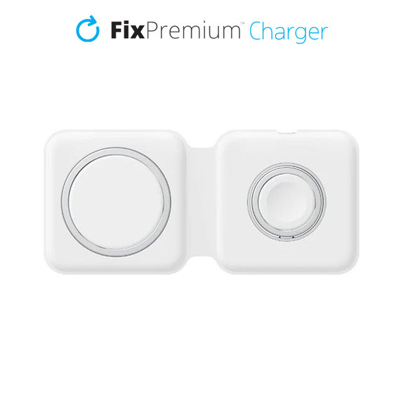 Зарядно MagSafe Duo за iPhone и Apple Watch, Бял, White, FixPremium
