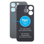 задния капак с голям отвор за камера за iPhone 15 Pro, черен, Black, Titanium