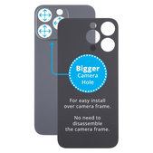 задния капак с голям отвор за камера за iPhone 15 Pro Max, черен, Black, Titanium