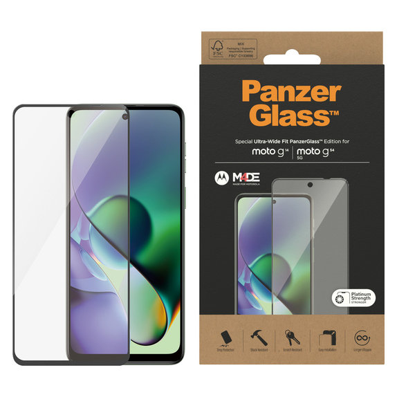 Закалено стъкло UWF за Motorola Moto G14/G54 5G, Черно, PanzerGlass