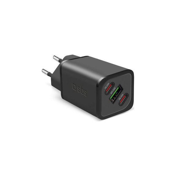 Пътен адаптер NanoTube 2x USB-C/USB-A, GaN, 65 W PD, черен, SBS
