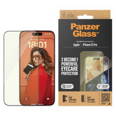 Закалено стъкло UWF Eyecare с апликатор за iPhone 15 Pro, Черно, PanzerGlass