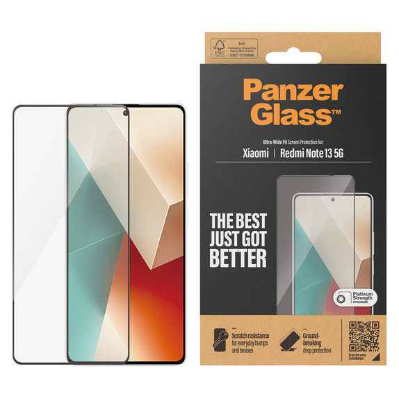 Закалено стъкло UWF за Xiaomi Redmi Note 13, Черно, PanzerGlass