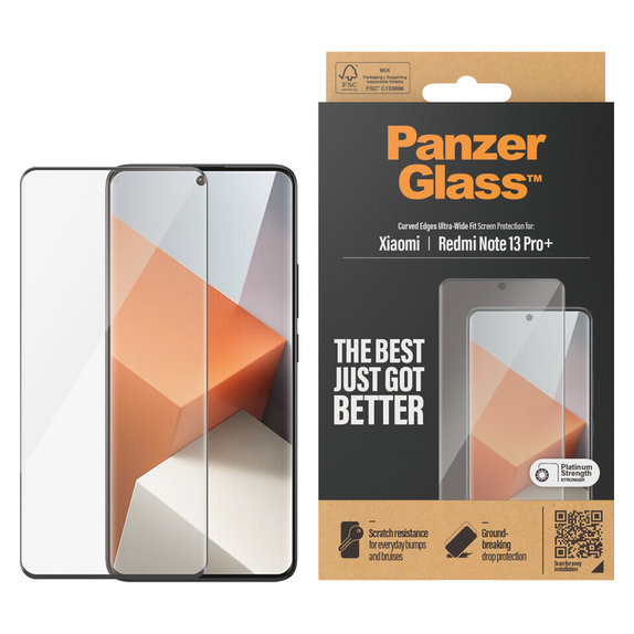 Закалено стъкло UWF за Xiaomi Redmi Note 13 Pro+, Черно, PanzerGlass