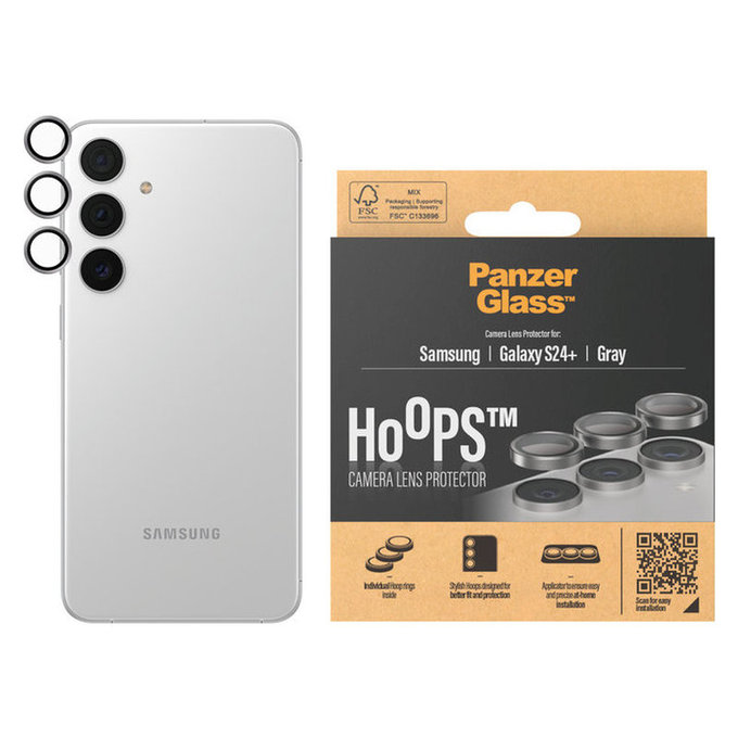 Протектор за обектива на камерата Hoops за Samsung Galaxy S24+, Сиво, PanzerGlass