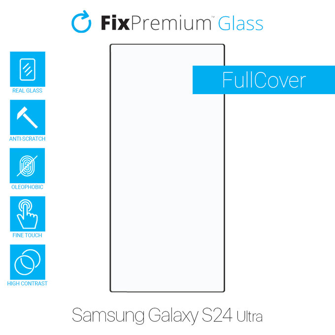 Закалено стъкло FullCover за Samsung S24 Ultra, FixPremium
