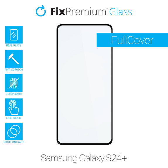 Закалено стъкло FullCover за Samsung S24+, FixPremium