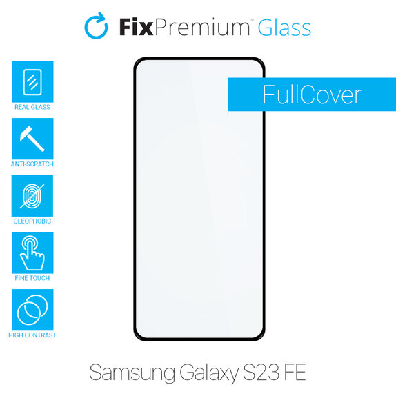 Закалено стъкло FullCover за Samsung S23 FE, FixPremium
