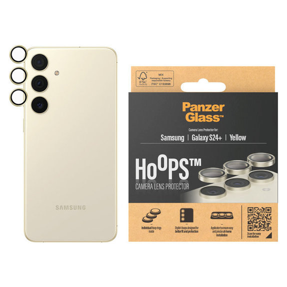 Протектор за обектива на камерата Hoops за Samsung Galaxy S24+, Жълто, PanzerGlass