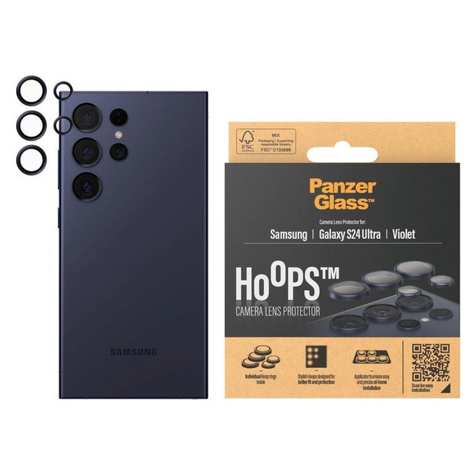 Протектор за обектива на камерата Hoops за Samsung Galaxy S24 Ultra, Лилаво, PanzerGlass