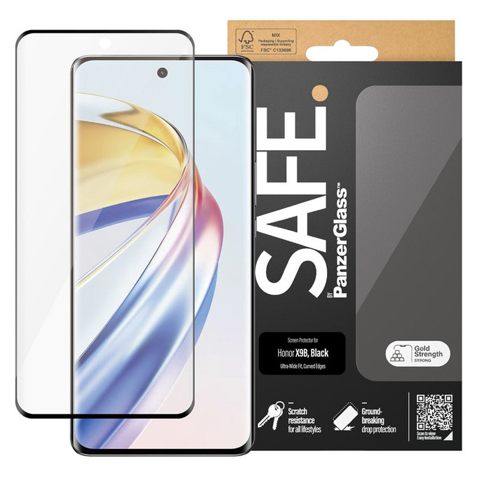 Закалено стъкло UWF за Honor Magic6 Lite, Черно, SAFE by PanzerGlass
