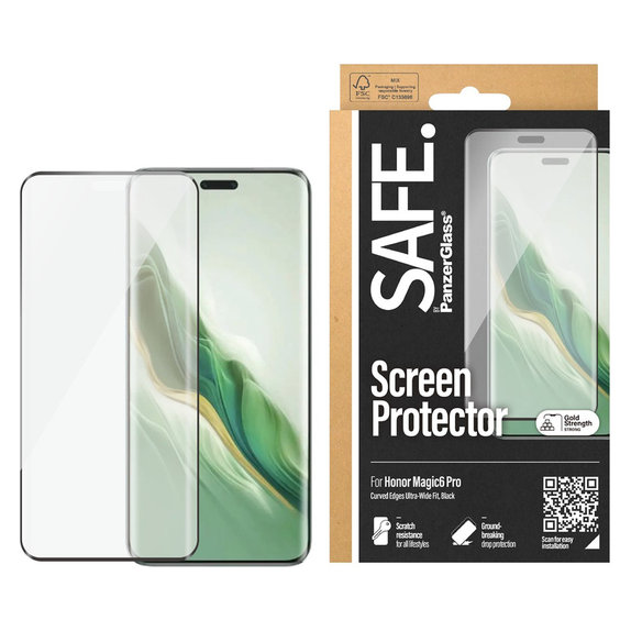 Закалено стъкло UWF за Honor Magic6 Pro, Черно, SAFE by PanzerGlass