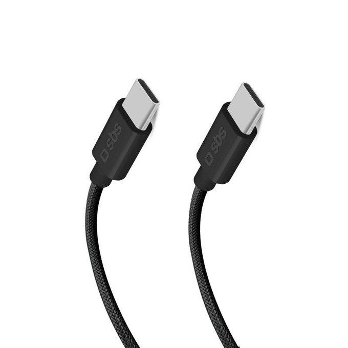 Плетен USB-C / USB-C кабел, PD, 100W, 1.5m, Черен, SBS