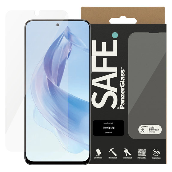 Закалено стъкло UWF за Honor 90 Lite, Черно, SAFE by PanzerGlass