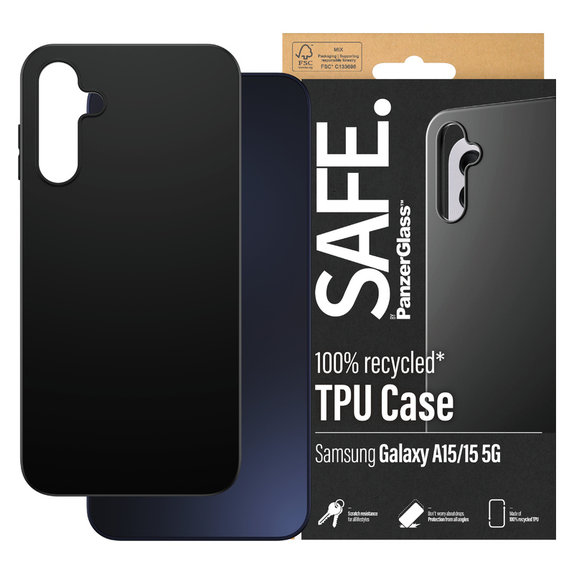 Калъф TPU за Samsung Galaxy A15/A15 5G, Черно, SAFE by PanzerGlass