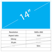 LCD Slim Glossy 30 pin HD+, 14