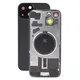 задния капак с обектив на камерата за iPhone 15, черен, Black