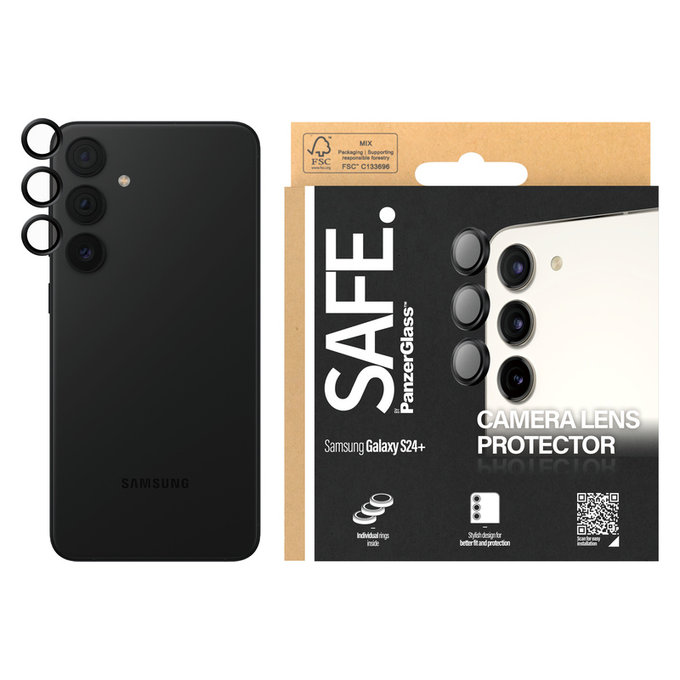 Протектор за обектива на камерата за Samsung Galaxy S24+, Черно, SAFE by PanzerGlass