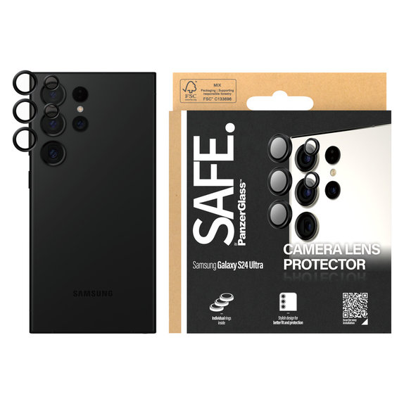 Протектор за обектива на камерата за Samsung Galaxy S24 Ultra, Черно, SAFE by PanzerGlass
