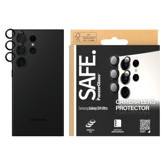 Протектор за обектива на камерата за Samsung Galaxy S24 Ultra, Черно, SAFE by PanzerGlass