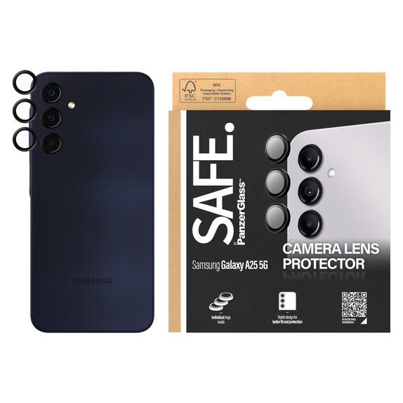 Протектор за обектива на камерата за Samsung Galaxy A25 5G, Черно, SAFE by PanzerGlass