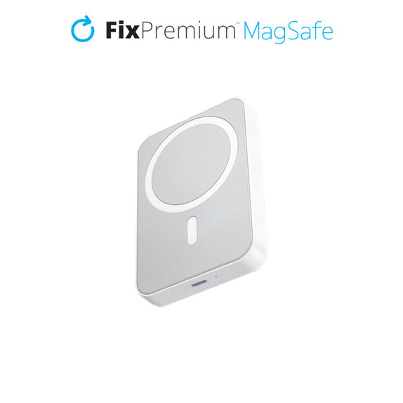 MagSafe външна батерия със стойка 5000 mAh, Бял, White, FixPremium