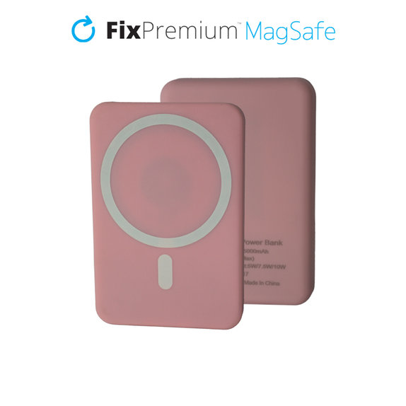 MagSafe външна батерия 5000 mAh, Розово, Pink, FixPremium