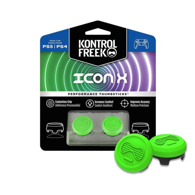 Разширени грип капачки за контролер Icon X (Зелено, Green) за PS4/PS5, Kontrol Freek