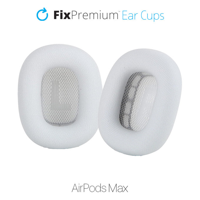Резервни възглавнички за уши за Apple AirPods Max, еко кожа, Бял, White, FixPremium