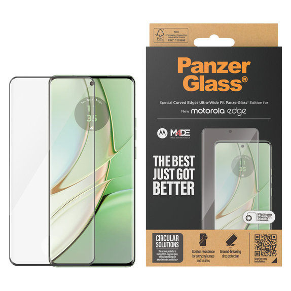 Закалено стъкло UWF за Motorola Edge 50 Pro, Черно, PanzerGlass