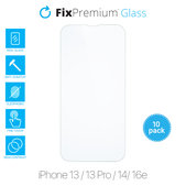 Закалено стъкло за iPhone 13, 13 Pro и 14 (10 Pack), FixPremium