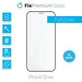 Закалено стъкло FullCover за iPhone 12 mini (10 Pack), FixPremium