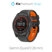 Двуцветна силиконова каишка за Garmin (QuickFit 26mm), Сив, Grey, FixPremium
