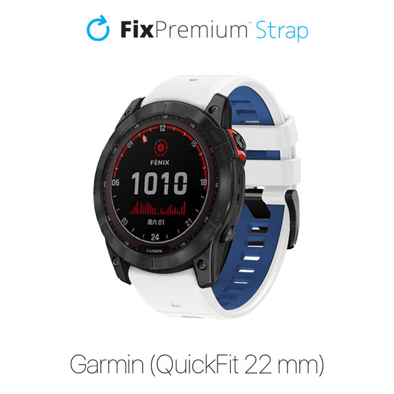 Двуцветна силиконова каишка за Garmin (QuickFit 22mm), Бял, White, FixPremium