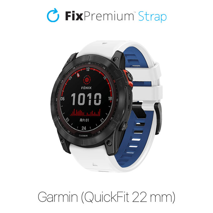 Двуцветна силиконова каишка за Garmin (QuickFit 22mm), Бял, White, FixPremium