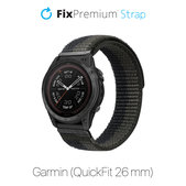 Найлонова каишка за Garmin (QuickFit 26mm), Сив, Grey, FixPremium