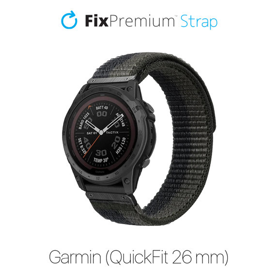 Найлонова каишка за Garmin (QuickFit 26mm), Сив, Grey, FixPremium