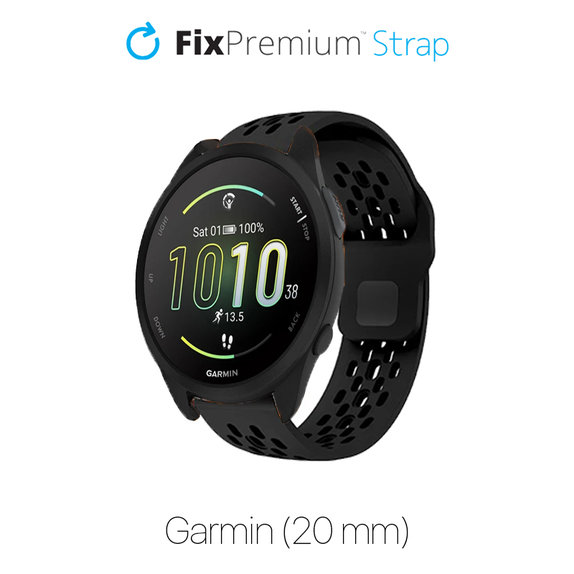 Универсална силиконова каишка за Garmin (20mm), Черно, Black, FixPremium