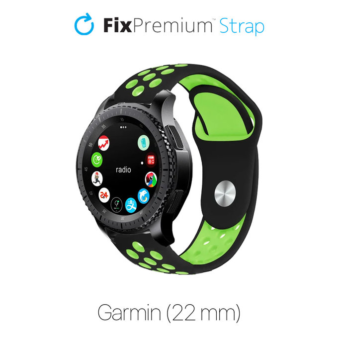 Спортна силиконова каишка за Garmin (22mm), Черно, Black, FixPremium